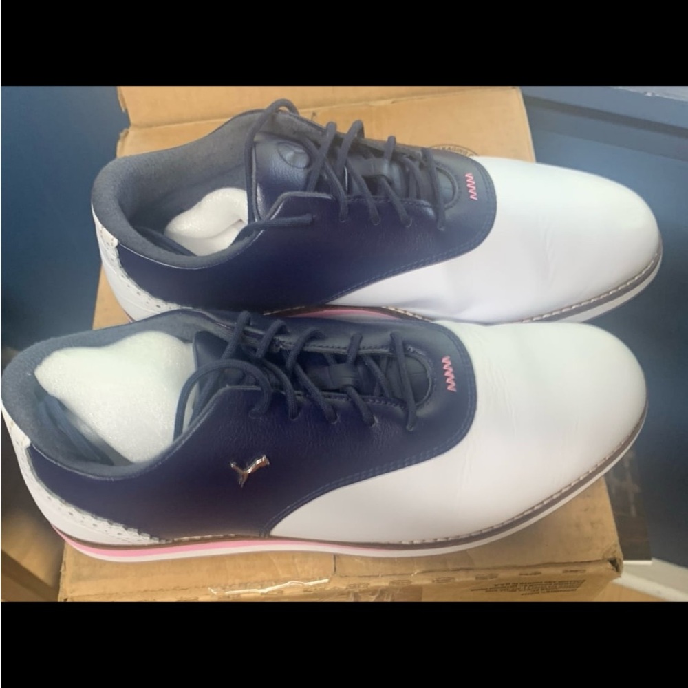 Puma womens White and Navy Golf Shoes